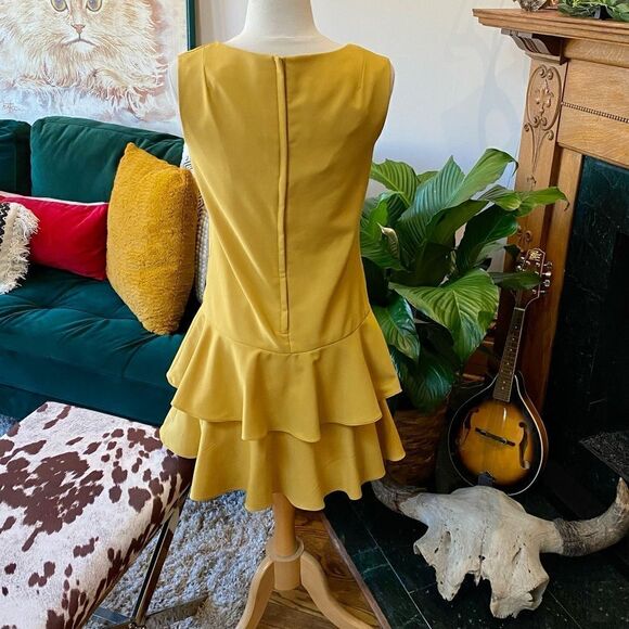 Killer Retro True Vintage 1970’s Marigold Tiered Ruffle Hem Drop Waist Dress - Picture 8 of 14